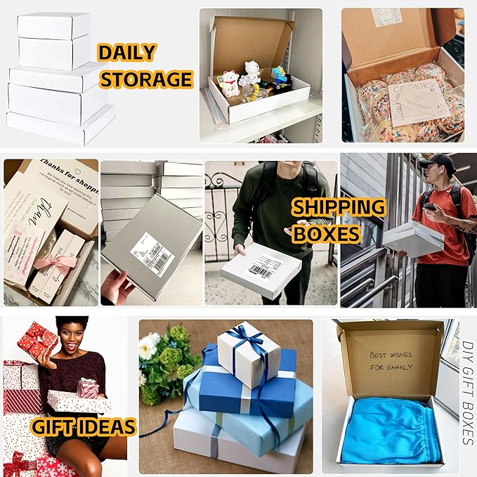 10x7x3 inch Shipping Boxes Set of 25, White Corrugated Cardboard Box Literature Mailer for Mailing Packing Moving and Storage