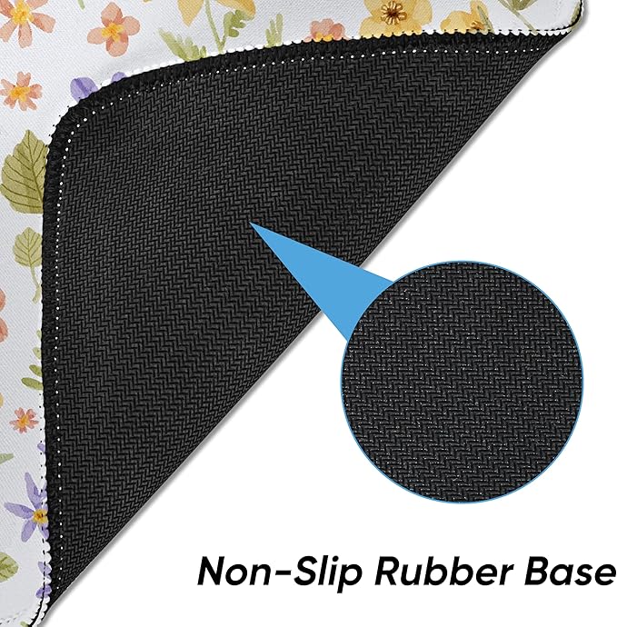 Premium Mouse Pad with Stitched Edges – 10.2 x 8.3 in | Smooth, Washable Mat with Non-Slip Base | Personalized Cute MousePads for Laptop, Computer, Office, Home (Pressed Flower Art)
