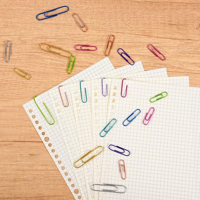 Colored Paper Clips and Black Binder Clips for Office Home School Supplies | 405PCS,Assorted Sizes,Keeps Organized