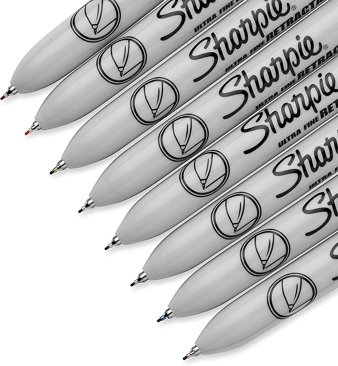 Sharpie Retractable Permanent Markers, Ultra Fine Point, 8 Count