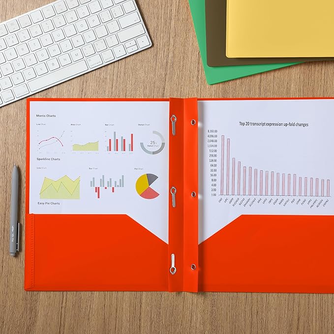 Mr. Pen- Plastic Folders with Pockets and Prongs, 5 Pack, Letter Size, Retro Colors, Flexible Plastic Folders with Prongs