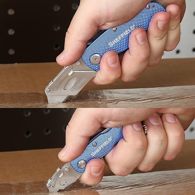 Sheffield Utility Knife and Mini Box Cutter, Folding Utility Knife Set Aluminum Handles, Accepts Std and Mini Blades, Box Cutters for Trades and DIY