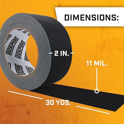 Lockport Black Gaffers Tape 2 inch x 30 Yards - 6 Pack Pro Black Gaff Tape - Value Pack - No Residue, Water Resistant, Non-Reflective, Easy Tear - Multipurpose