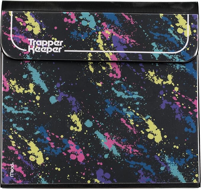 Mead Trapper Keeper Binder, Retro Design, 1 Inch Binder with Folders and Pockets, Holds 8-1/2" x 11" Paper, Paint Splatter (260038FO-ECM) (Pack of 6)