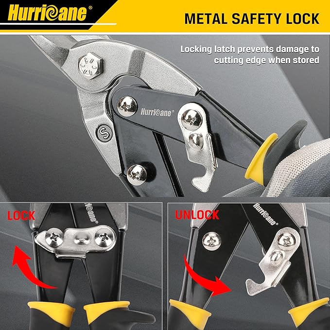 HURRICANE 10 Inch Aviation Tin Snips, Straight Cut Shears for Sheet Metal, Aluminum, Gutter & DIY Projects, Regular Straight Cutting Sheet Metal Cutter