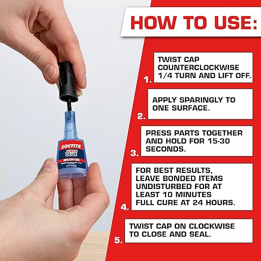Loctite Super Glue Brush On Liquid, Clear Superglue for Leather, Wood, Metal, Crafts, & Repair, Cyanoacrylate Adhesive Instant Glue, Quick Dry - 0.17 fl oz Bottle, 2 Pack