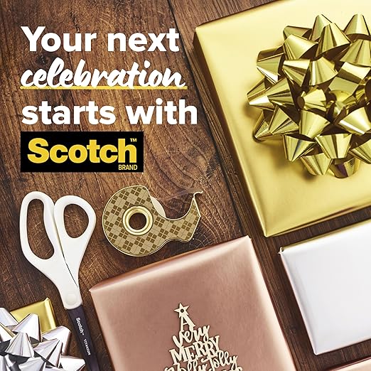 Scotch 100-Year Anniversary Limited Edition Gold Tape Dispensers, Includes 12 Rolls of Scotch Magic Tape (3/4 in x 550 in, 66% Plant-Based Adhesive), Refillable, 6 Dispenser Pack