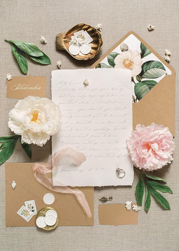 ValBox 4.6x6.3" Kraft Envelopes 100 PCS 120 GSM Brown Contour Flap Invitation Envelopes for Baby Shower, Graduation, Wedding, Invitations - Gummed Flap