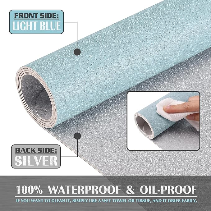 K KNODEL Large Office Desk Mat, Leather Mouse Pad (31.5"x15.7", Light Blue) | Desk Pad, Keyboard Pad, Computer and Laptop Mat, Desktop Protector and Cover, Writing Pad and Blotter for Home Office