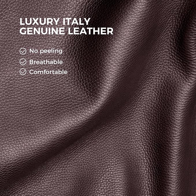TOMU Genuine Leather Office Chair - Ergonomic Executive Office Chair for Boss and Manager, with Adjustable armrest, Headrest, Lumbar Support and Reclining Back- Luxury and Commercial