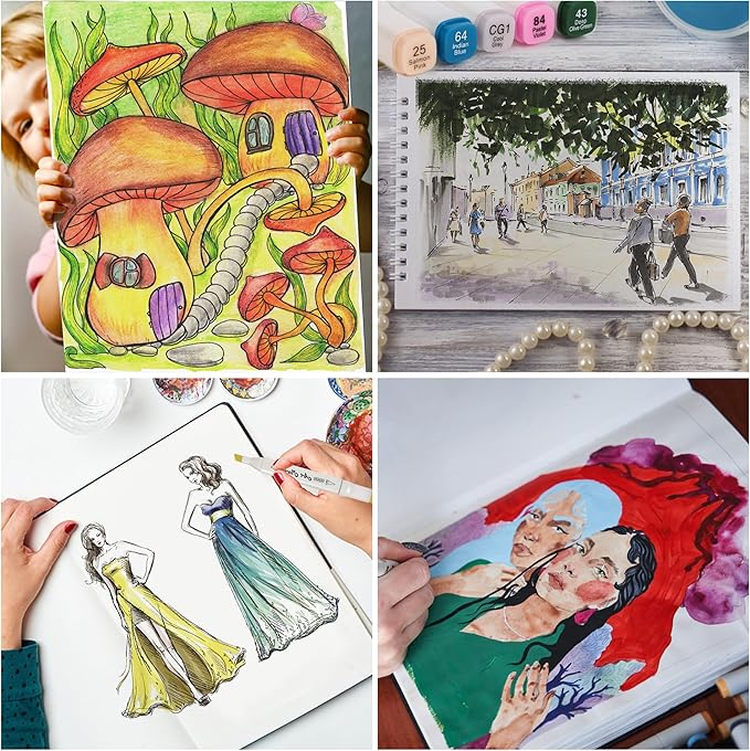 Alcohol Markers, 100 Colors Dual Tip Art Marker, Drawing Markers, Coloring Marker for Sketching Adult Coloring