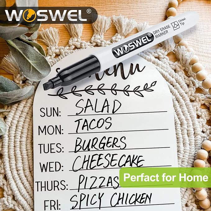 WOSWEL Dry Erase Markers Bulk, 144 Pack Black Chisel Tip Whiteboard Marker | Bulk, Value, Low Odor, Quick Drying, Black, Dry Erasable, Chisel Point Tip, Precise Writing for School Office Home