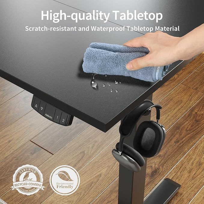 Agilestic 48 * 24 Inch Height Adjustable Electric Standing Desk, Black | Sit Stand Up Computer Desk, Memory Presets, Stable Steel Frame,154 lbs, Easy Assembly, Splice Board, Home Office, Studying
