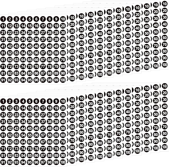 Outus 5000 Pcs 0.4 Inch 1 to 100 Number Stickers Small Number Dot Labels Consecutive Inventory Locker Storage Organizing Removable Stickers for Indoor Outdoor Office Black White