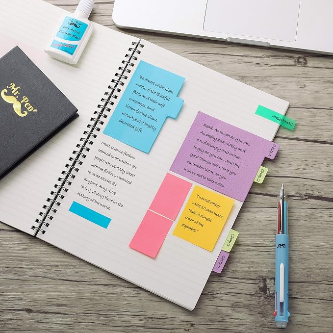 Mr. Pen- Sticky Notes Set, 410 Pack, Ruled, Dotted & Blank Notes | with 150 Index Tabs, Divider Sticky Pads for Bible Study, Office, School, Planning