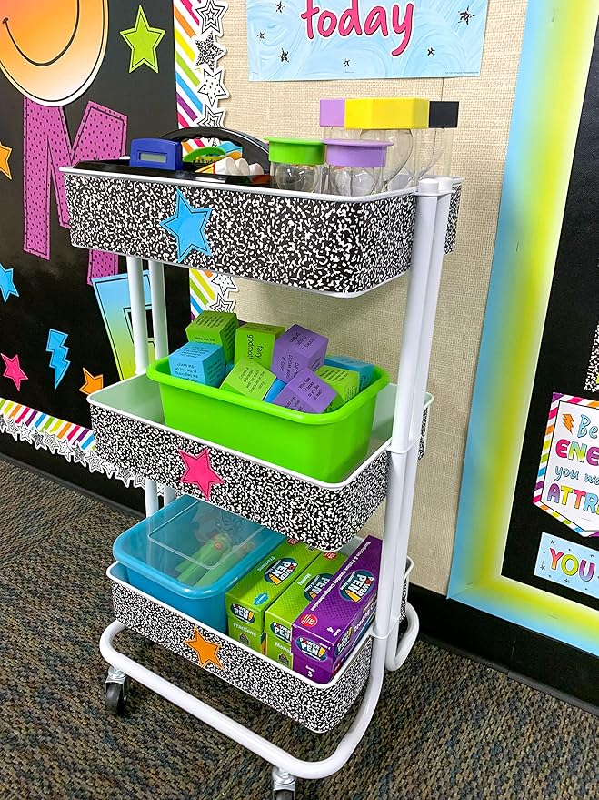 Teacher Created Resources Composition Straight Rolled Border Trim - 50ft - Decorate Bulletin Boards, Walls, Desks, Windows, Doors, Lockers, Schools, Classrooms, Homeschool & Offices