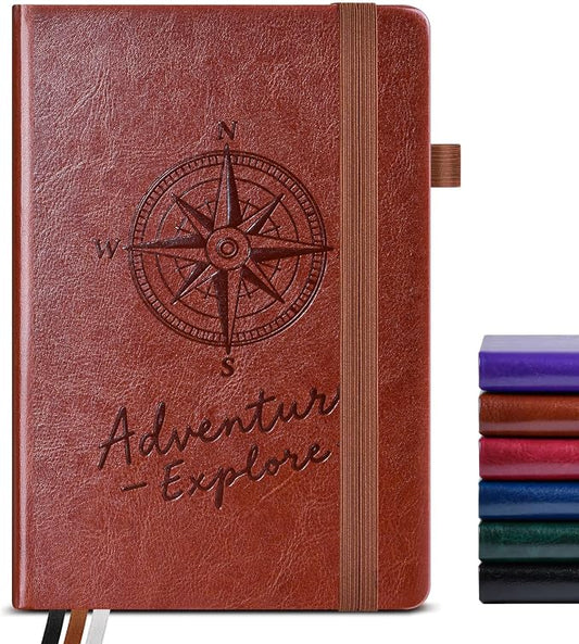 PAIBAS Blank Journal Notebook for Women Men,160 Pages,A5 Hardcover Sketchbook for Drawing, Sketch book, Unlined Notebooks for School,Work, Note Taking,Travel Journals for Writing 5.8"x8.5" (Brown)