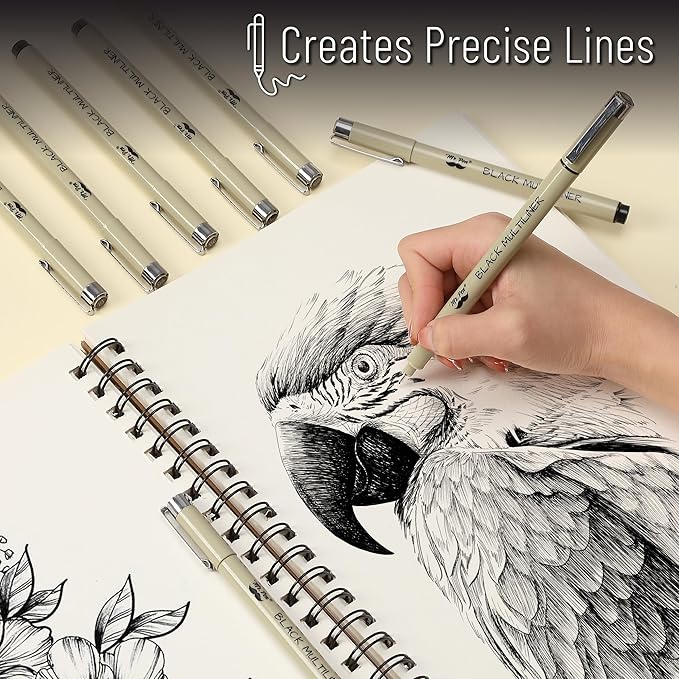 Mr. Pen - 0.45mm Micro Fine Point Pens, 8 Pack - Black Ink Pens for Drawing, Bible Journaling & Sketching