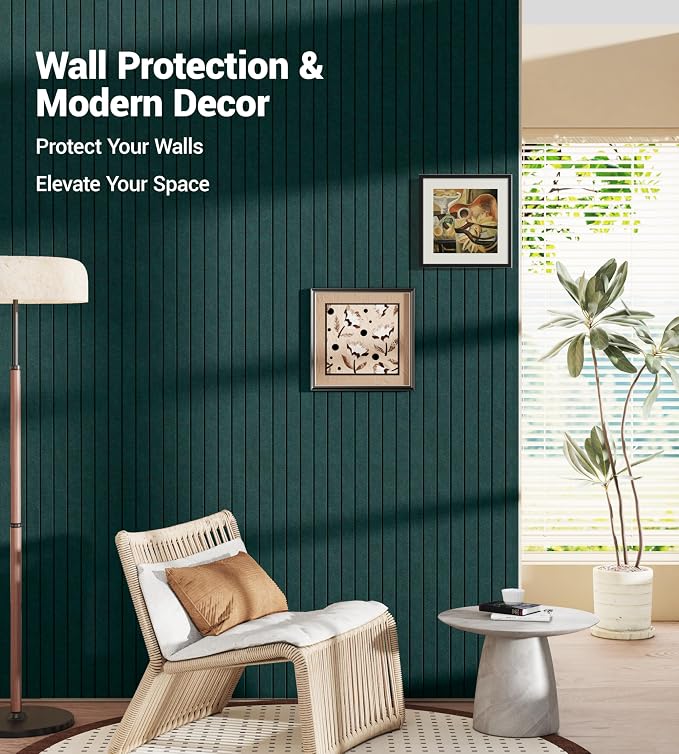 28" x 18" Felt Bulletin Board Tiles 1/2" Thick, Forest Green | 6 Pack Felt Tiles, Large Cork Board Alternative, 30 Adhesive Tabs, Pin Board for Home Office Decor with Easy Install