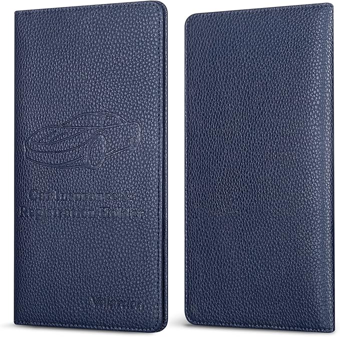 Premium Car Registration and Insurance Card Holder, Car Document Holder for Cards, Driver License & other Essential Documents (Deep Blue)