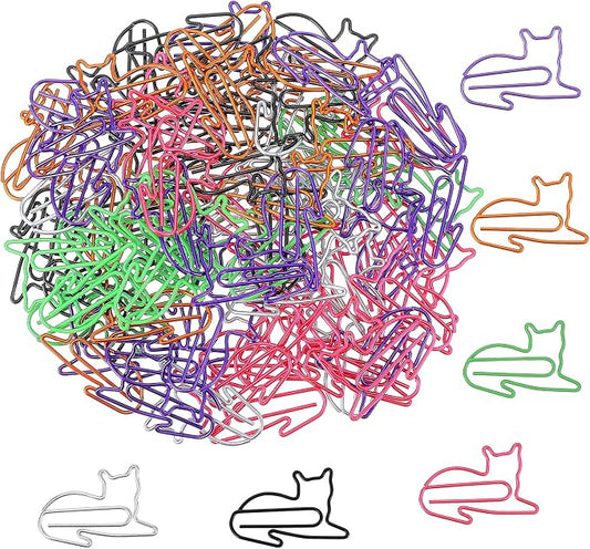 100pcs Cat Paper Clips Mixed Color Cute Animal Shaped Paperclips | Cat School Supplies Fun Office Supplies Cat Themed Gifts for Teachers Students Women Cat Lovers Coworkers Desk Accessories