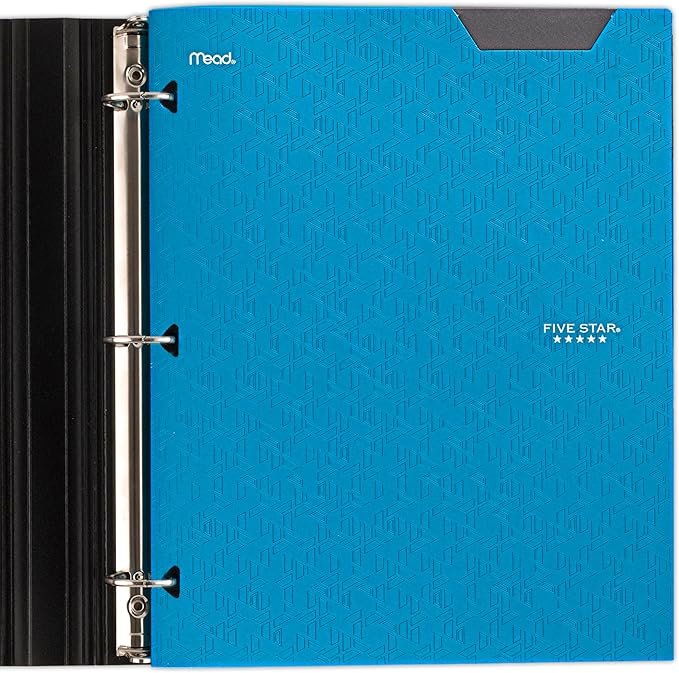 Five Star 2-Pocket Folder, Plastic Folder with Stay-Put Tabs, Fits 3-Ring Binder, Holds 8-1/2" x 11" Paper, Tidewater Blue (333420H-ECM)