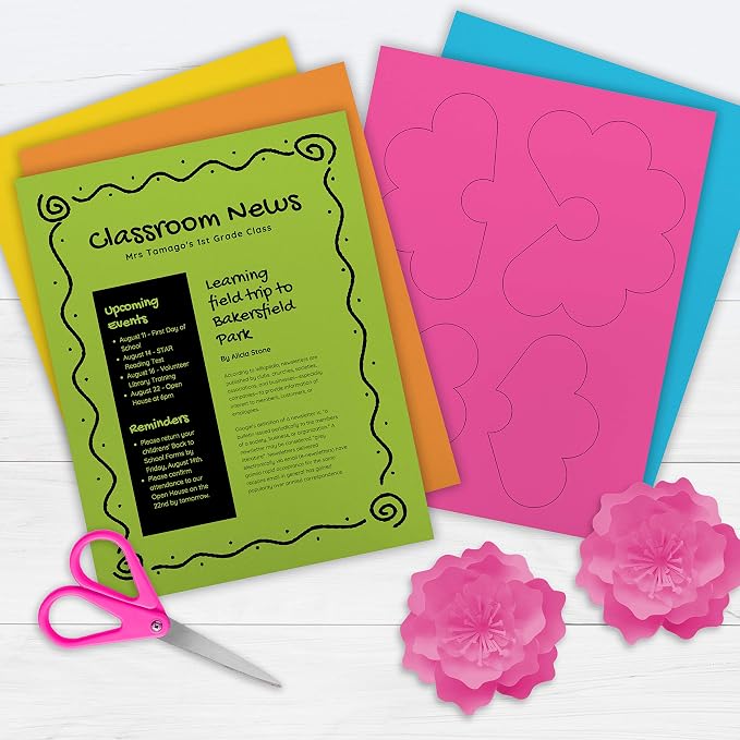 Printworks Neon Colored Paper, 24 lb, 5 Assorted Florescent Colors, FSC Certified, 100 Sheets, 8.5 x 11 Inch (00579), Single