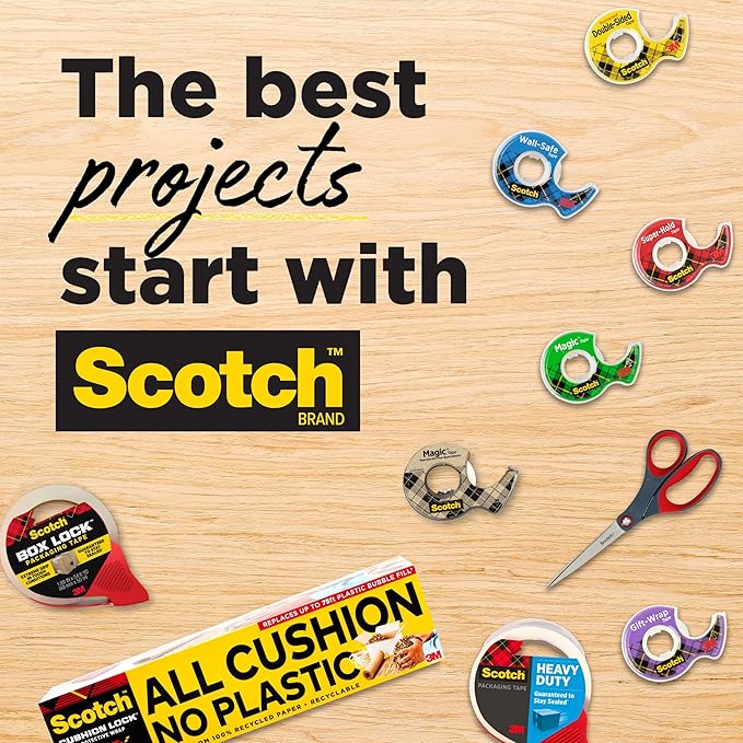 Scotch Magic Tape with Scotch Desktop Dispenser,6 Rolls of 3/4" x 1000" Each Plus 1 Desktop Tape Dispenser,Great for Repair,Wrapping and Office Applications,(Pack of 12)