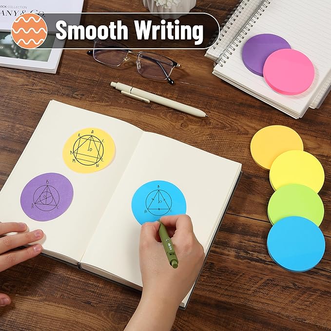 Mr. Pen- Round Sticky Notes, 12 Pads, 720 Sheets, 2.8" x 2.8" Colorful Sticky Notes Bulk (Pack of 2)