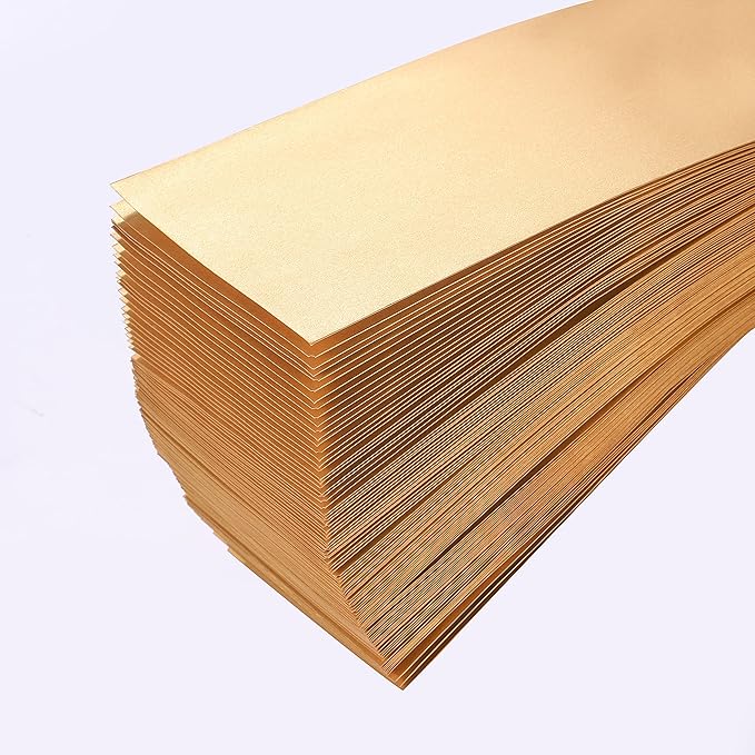 100 Pack Gold Metallic rectangle Envelopes, Printable Business Envelopes for Corporate Letters, Legal Documents, Checks, Letterhead and Invoices(9.5 x 4.1in) (Gold)