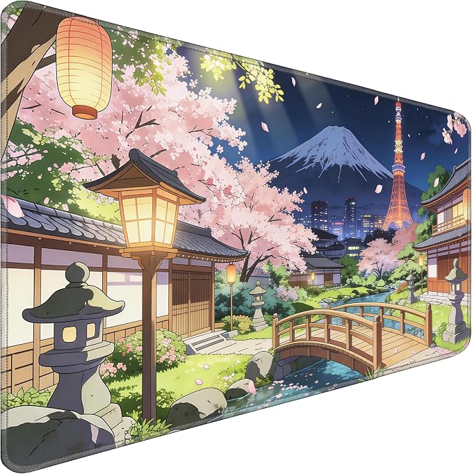 Durable Desk Pad 31.5x15.7 Inch - Thick XXL Mouse Pad, Bridge | Anti Fray Stitched Edges Natural Rubber Base Smooth Fabric Top