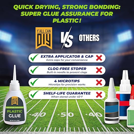 Plastic Glue for Models, Miniatures, Legos, PLA, 3D Printing Repair. Fast Setting Heavy Duty Strong Super Glue for Plastic 20g