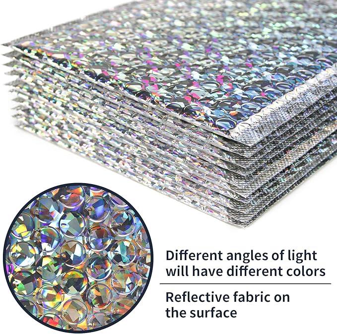 30 PCS 7 x 11 Inch Holographic Mailer, Mailing Envelopes Bubble Padded, Poly Bubble Mailers Padded Envelope Waterproof, Self Sealing Cushion Envelopes for Mailing Packing Shipping (Silver)