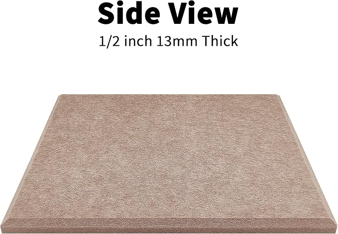 1/2'' Ultra Thick Felt Bulletin Pin Board Corkboard for Office Wall | Half Inch Dense Polyester Felt Board, Frameless, Modular, Zero Crumbling, Removable Adhesive Tabs, 8 Pack 12'' Squares Tiles