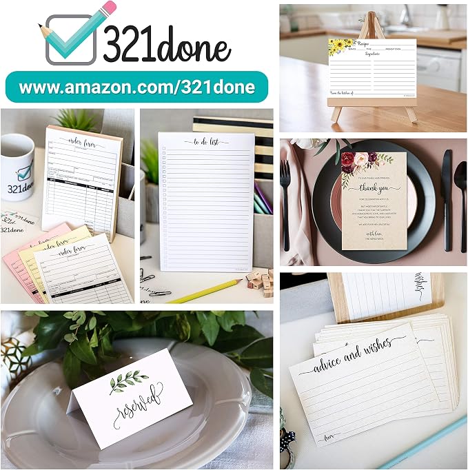 321Done To Do List Notepad, 5.5x8.5 Inches, 50 Sheets, Wide Ruled | Made in USA - Simple Wide Ruled Tear-Off Checklist Pad for Desk Organization, Tasks, Errands and Shopping, Thick White Paper