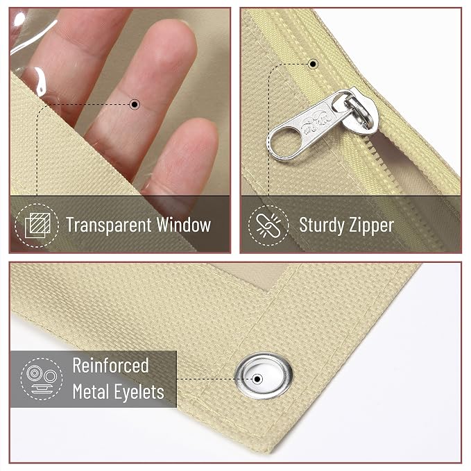 Mr. Pen- Pencil Pouch for 3 Ring Binder, 2 Pack, 10"x6.75", Smooth Zipper | Clear Window, Large Capacity Pencil Case with 3 Reinforced Grommets for School, Office, Supplies Storage | Clear Window, Large Capacity Pencil Case with 3 Reinforced Grommets f...