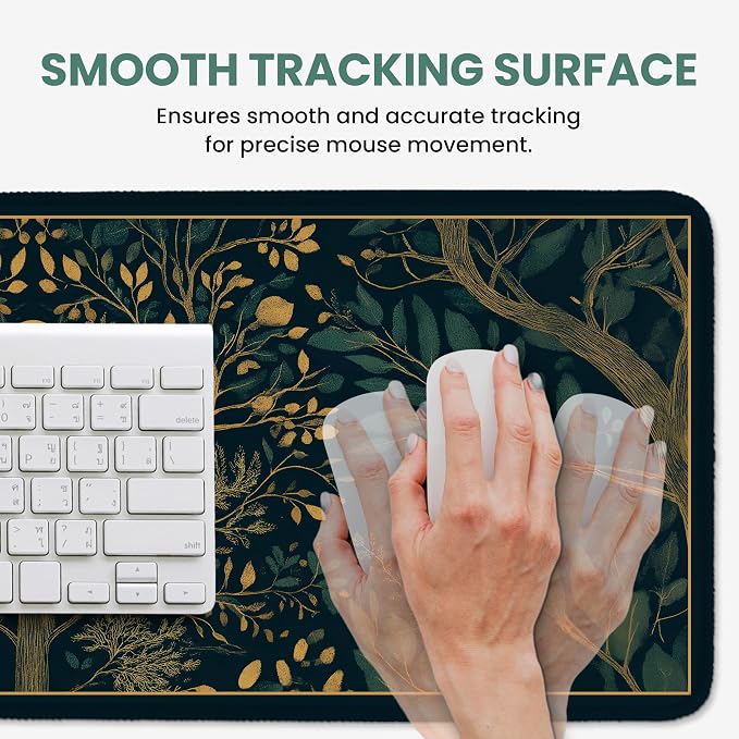 Aesthetic Desk Mat, Cute Hidden Bloom Desk Pad Protector for Work & Decor, 35.4" x 15.7", Pretty Non-Slip Extended Mouse Pad for Office or Home
