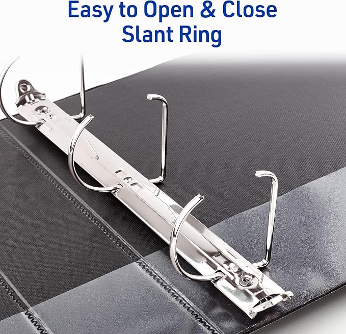 Avery Durable View 3 Ring Binder, 2 Inch Slant Rings, 530-Sheet Capacity, DuraHinge, 2.8 Inch Wide Spine, Customizable Clear Covers and Spine, 1 Dark Blue Binder (17034) (Pack of 6)