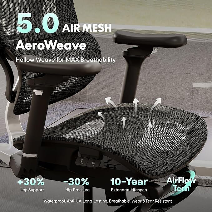 FLEXISPOT ErgoX Max Ergonomic Office Chair Black - Aluminum Alloy Frame & Base, 661 lb Capacity, 5D Armrests, 4D Adaptive Lumbar & 4D Headrest 1