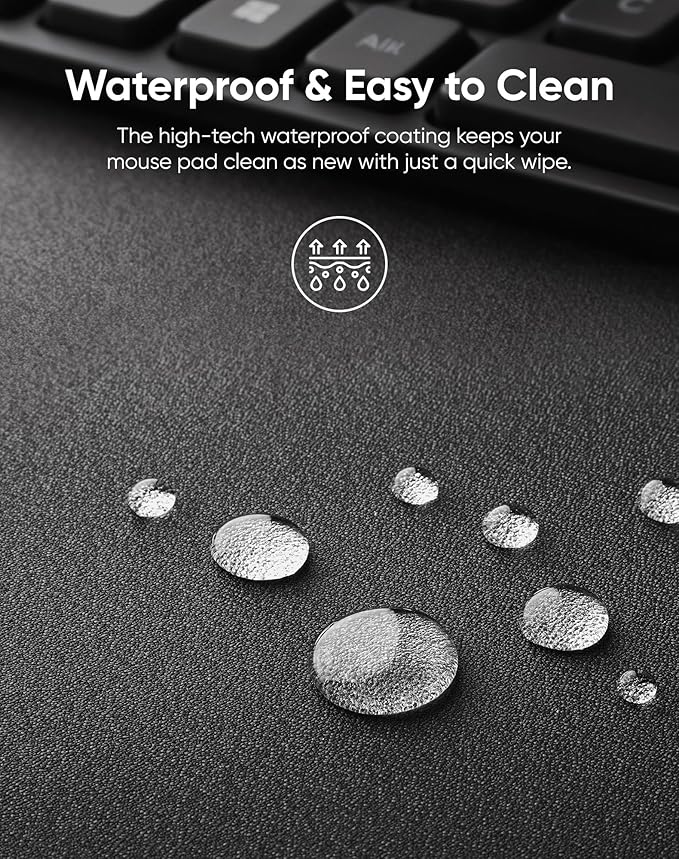 Waterproof Large Gaming Mouse Pad with Durable Stitched Edges, Non-Slip Rubber Base, Grainy Jacquard Mouse Mat Desk Pad for Home Office Gaming, 27.6"x11.8"x0.12", Matte Black