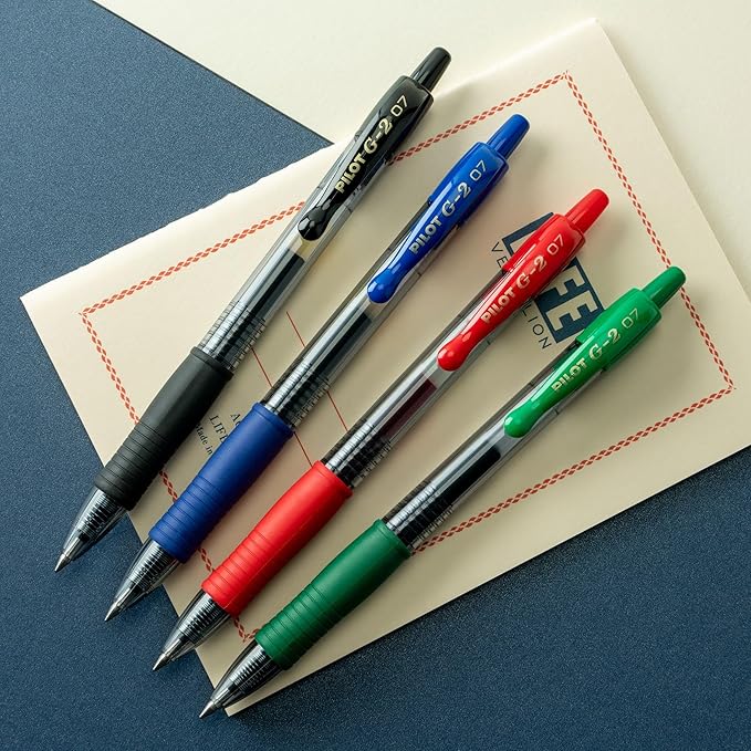 PILOT G2 Premium Refillable and Retractable Rolling Ball Gel Pens, Fine Point, Assorted Color Inks, 8-Pack Pouch (31128)
