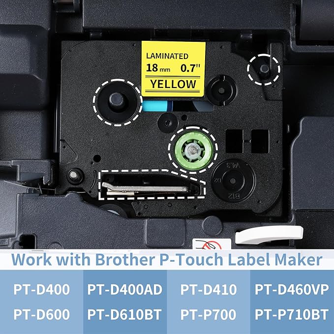 Replacement for Brother TZe-641 TZe641 TZe TZ Tape 18mm 0.7 Laminated Yellow P Touch Label Tape Compatible with Brother PT-D400 PT-D410 PT-D600 PT-P700 Label Makers, Black on Yellow, 3/4 Inch, 4-Pack