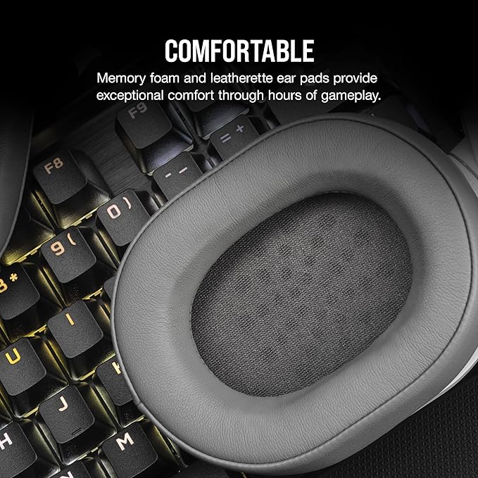 Corsair HS55 Stereo Gaming Headset (Leatherette Memory Foam Ear Pads, Lightweight, Omni-Directional Microphone, PC, Mac, PS5/PS4, Xbox Series X | S, Nintendo Switch, Mobile Compatibility) White