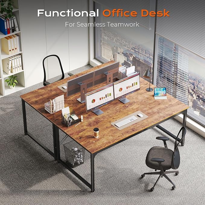 63 X 29.5 Inch Computer Desk with Deeper Desktop, Gaming Office Writing Work Desk for Home Office, Study, Bedroom, Work from Home, Metal Frame, Rustic Brown