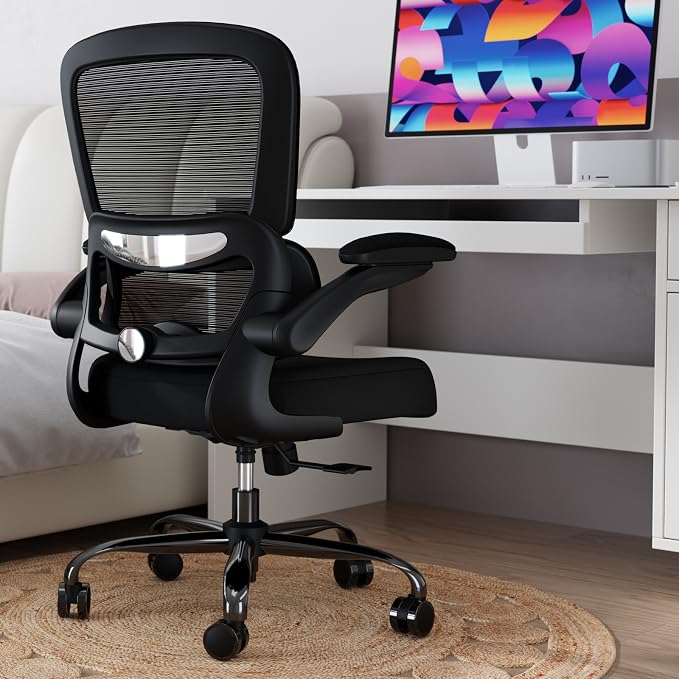 TRALT Office Chair - Ergonomic Desk Chair with Adjustable Lumbar Support, Mesh Computer Chair, Executive Chairs for Home Office Comfortable Lumbar Support Black Pack of 8