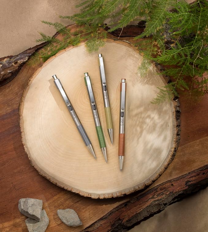 Zebra Pen F-301 Signature Series Ballpoint Pen, Black, 0.7mm, 4-Pk (27244) | Stainless Steel Barrel, Easy-Glide Ink, Sage Earth-Tone Barrel Accents, Fine Point Tip, Ideal for Planners & Note-Taking