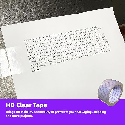 6-Pack Clear Packing Tape with Dispenser, Heavy Duty, Crystal Transparent Packaging Tape for Packing, Shipping, Sealing, Labeling, 1.88 Inches Wide x 60 Yards