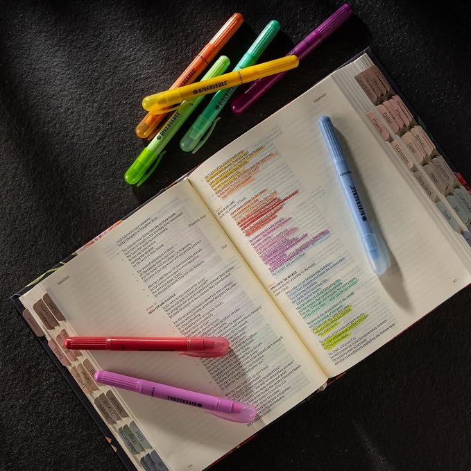 DIVERSEBEE Bible Highlighters and Pens No Bleed (Sorbet) | 8 Pack Assorted Colors Gel Highlighters Set, Cute Bible Markers Study Journaling School Supplies and Accessories