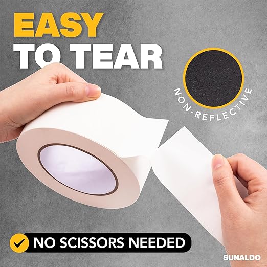 Gaffers Tape Heavy Duty, Easy to Rip, Residue-Free Professional Grade Floor Tape for Electrical Cords, Matte Finish Non Reflective, Weather Resistant (3, White, 2" x 30 Yards)