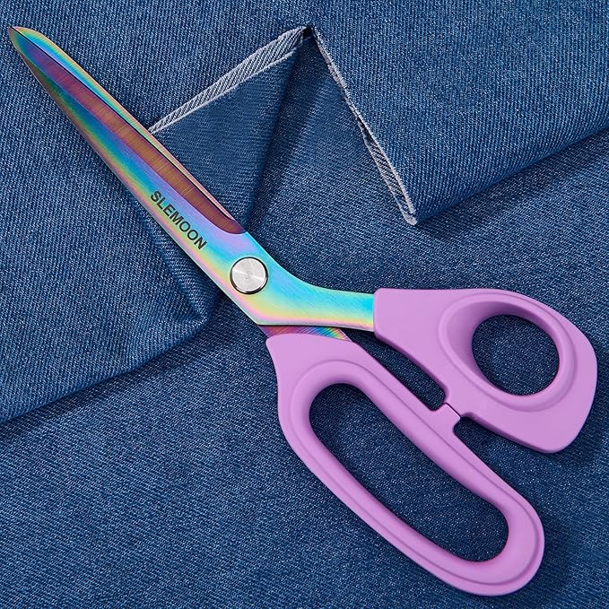 10" Scissors All Purpose, Heavy Duty Professional Tailor Scissors for Fabric Cutting, Leather Craft & Sewing Projects, Light Purple